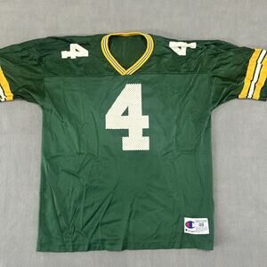 Vintage 1990's Brett Favre #4 Green Bay Packers Green Champion Jersey Size 48 M